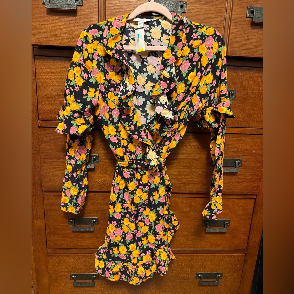 Top shop bright floral wrap dress size 6